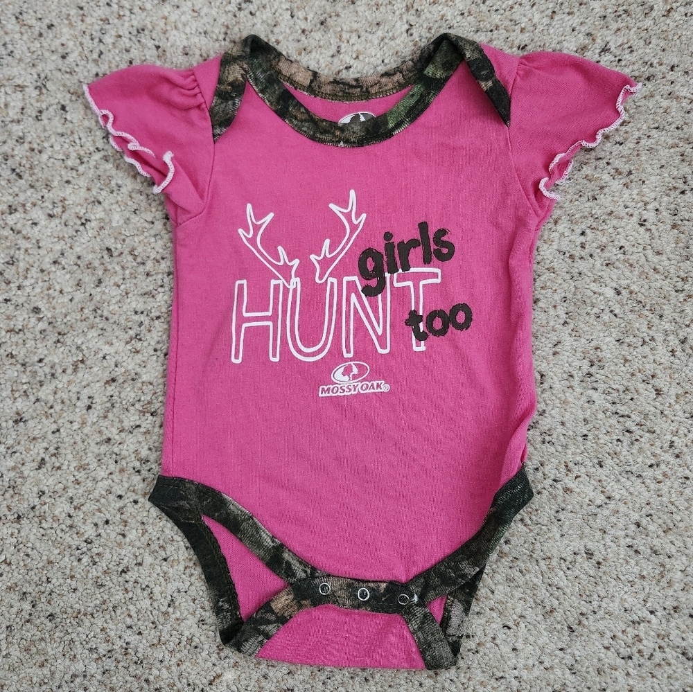 Mossy Oak Girls Hunt To Pink Camo Bodysuit
